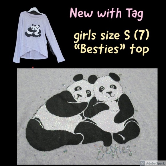 3/$12 SO Panda Besties cozy glitter graphic top girls size 7 - Picture 17 of 17